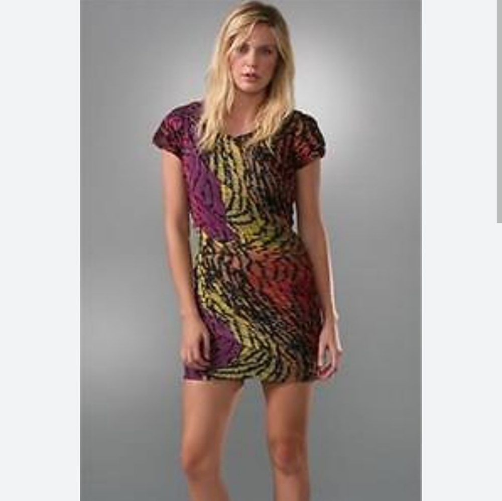 Diane Von Furstenberg Vintage Draped Silk Animal Print Dress